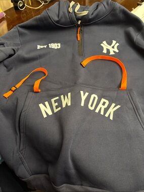 New York Yankees Navy Hoodie with Orange Accents